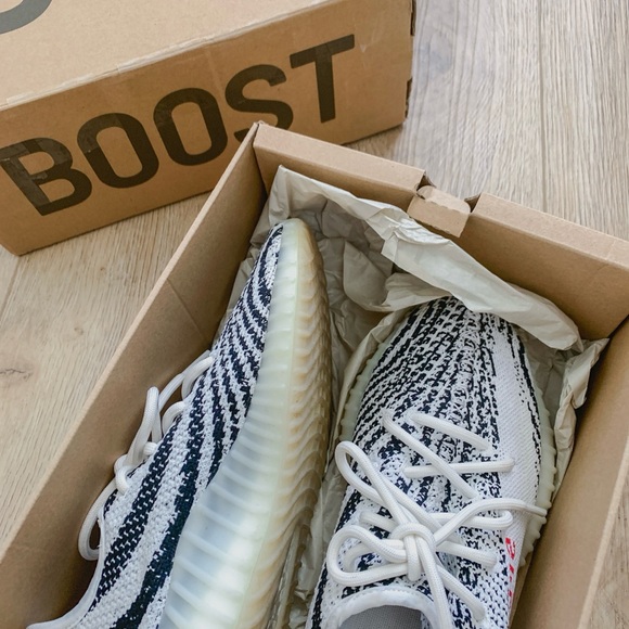 Adidas Boost 350 V2 Zebra Sneakers - Picture 1 of 6